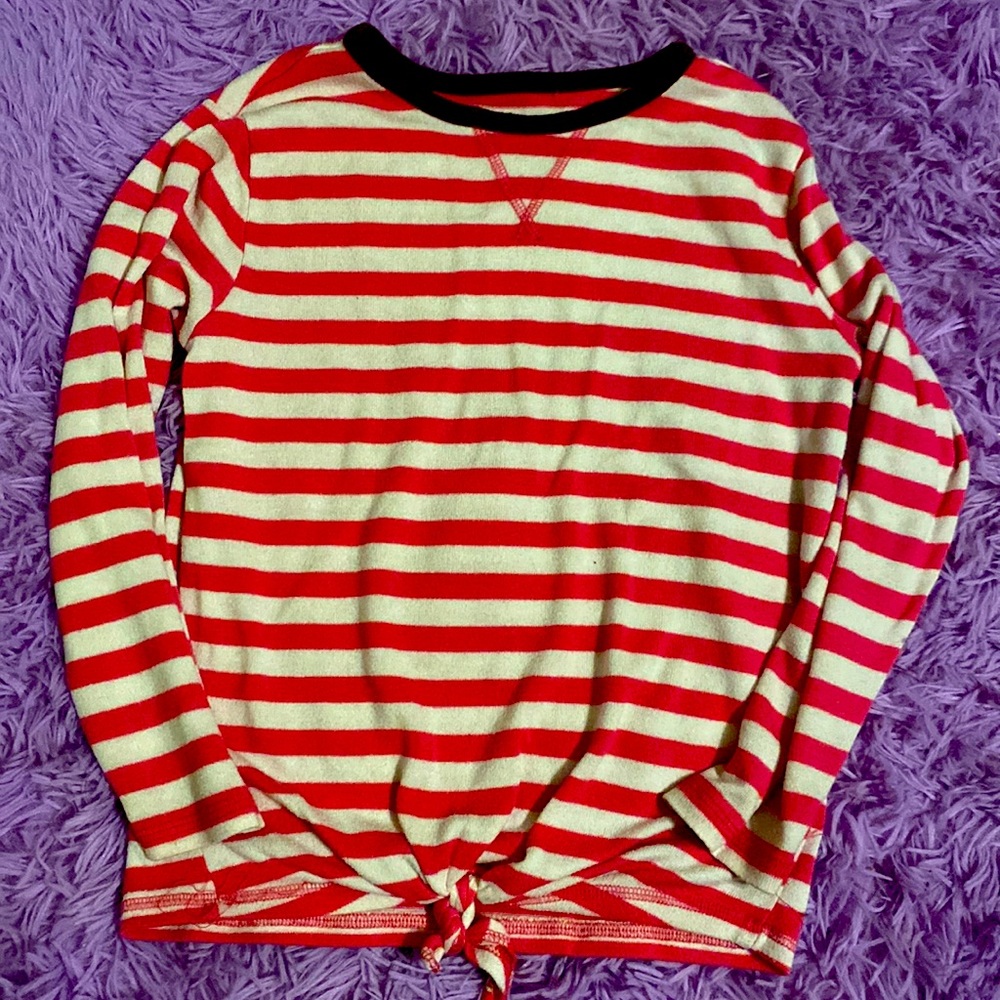 Size 6 pink and white long sleeve shirt